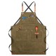 Multi-pocket Canvas Work Apron Washable Dust-proof Apron For Craftsman Carpenter Mason