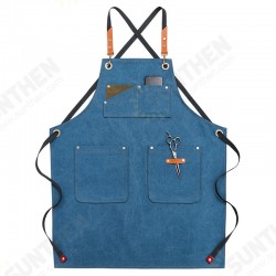 Multi-pocket Canvas Work Apron Washable Dust-proof Apron For Craftsman Carpenter Mason