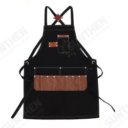 Multi-pocket Denim Work Apron Washable Dust-proof Apron For Craftsman Carpenter Mason