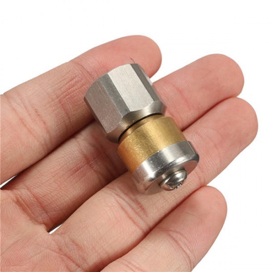 Pressure Washer Sewer Drain Rotary Cleaning Nozzle 1/4 Inch Female 3 Rear Jet