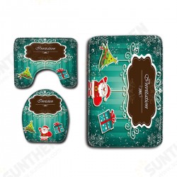 Santa Claus Christmas Fabric Shower Curtain Set Bathroom Mat Toilet Cover Santa Claus Christmas Fabric Shower Curtain Set Bathroom Mat Toilet Cover