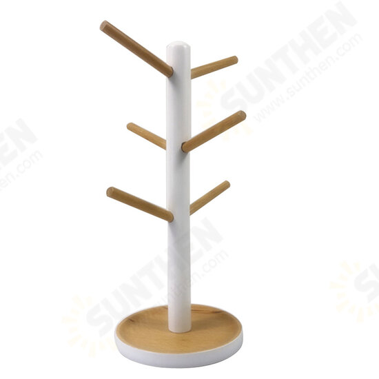 Tree Branch Type Wooden Cup Holder Kitchen Shelf For Coffee And Tea Cup Draining