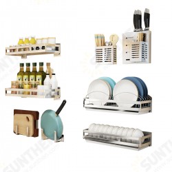Wall Hanging Storage Shelf Rack Organizer Kitchen Dishes Spice Knife Holder