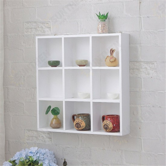 Wall Mounted Storage Shelf Wooden Hanging Shelf Wall Display Rack Holder