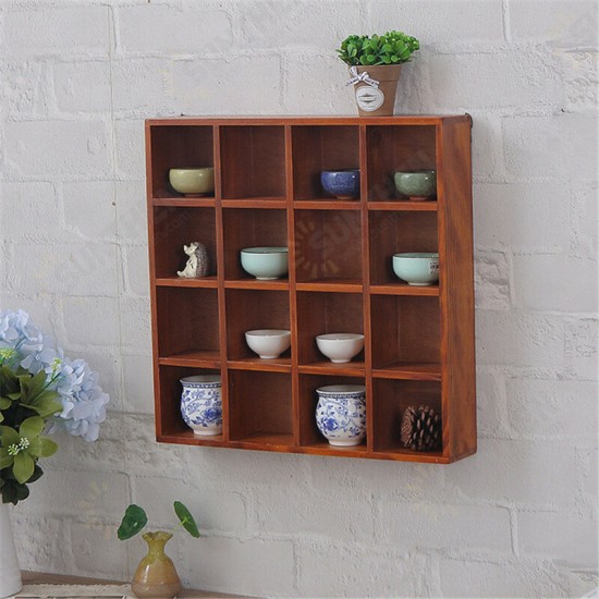 Wall Mounted Storage Shelf Wooden Hanging Shelf Wall Display Rack Holder