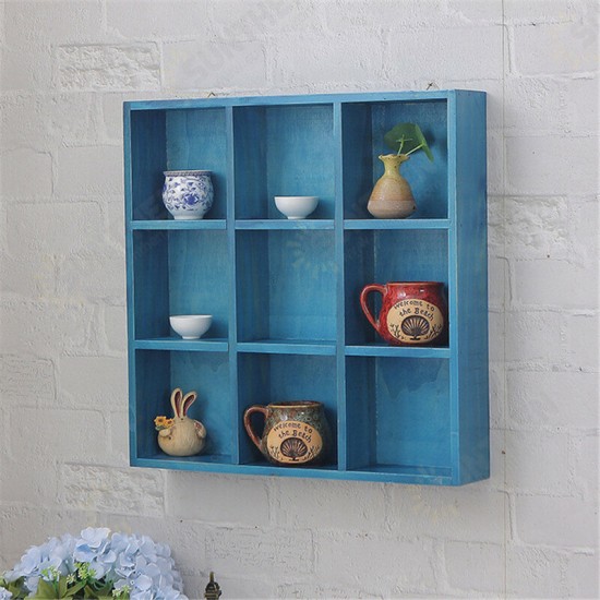 Wall Mounted Storage Shelf Wooden Hanging Shelf Wall Display Rack Holder