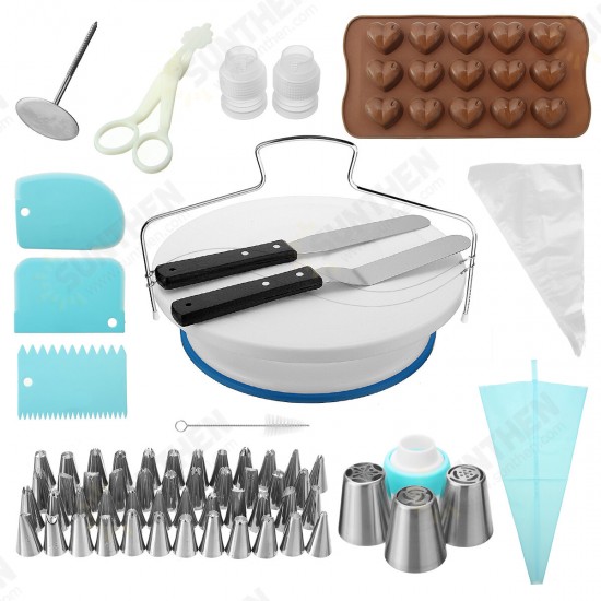 117Pcs Cake Decorating Tool Kit Baking Fondant Supplies Turntable Bag Tip Spatula