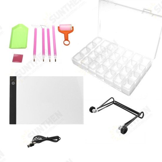 11pcs 5D Diamond Painting Kit A4 Copy Board DIY Diamond Painting Accessories Set Bracket A4 Cloth Bag Set Three Block Light A4 Copy Desk Tools Kit