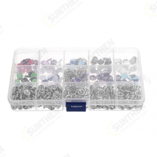 150 Sets Stainless Steel Buttons Snaps Fasteners Dummy Clips Press Studs 10 Colors