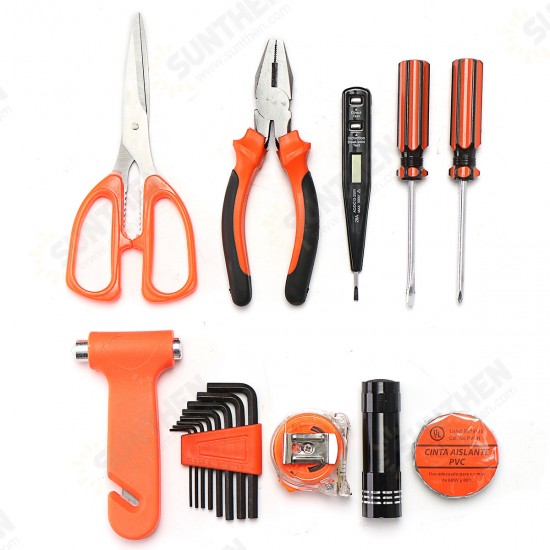 18Pcs Multifuntional Tools Set Steel Household Woodworking Kits Hardware Toolbox Tools Kit