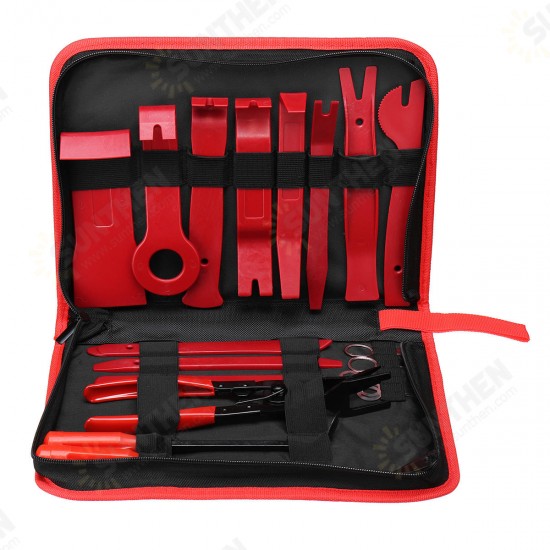 19Pcs Car Door Trim Clip Pliers Remover Puller Repair Tools Kit