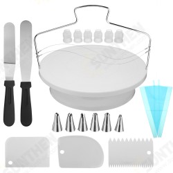 21pcs Cake Decorating Tool Kit Baking Fondant Supplies Turntable Bag Tip Spatula 21pcs Cake Decorating Tool Kit Baking Fondant Supplies Turntable Bag Tip Spatula
