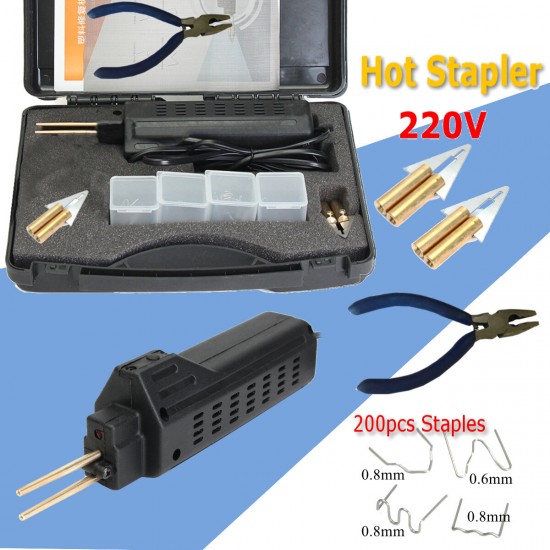 220V Australian Standard Two Pin Plug Set Includes Repair Host + 2pcs Hot Wipe Flat Head + 4 Boxes of Stapling + Pliers Car Repair Tools