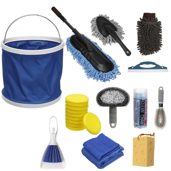 22Pcs Car Cleaning Washing Tool Kits Towel Brush Sponge Mop Gloves Sponge Kit