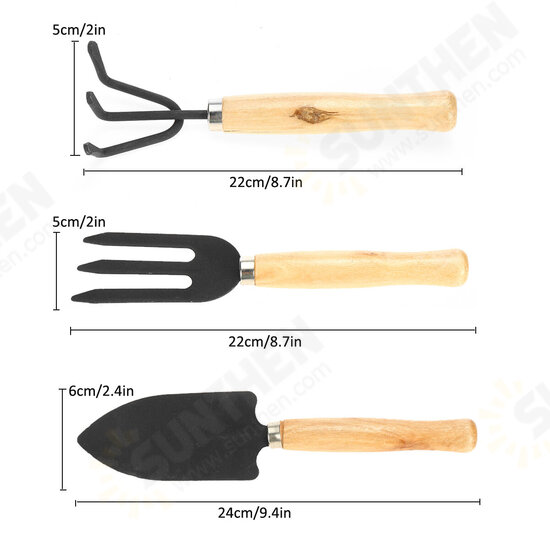 3Pcs Gardening Hand Tools Set Plant Rake Trowel Shovel Loosening Soil Planting Tools