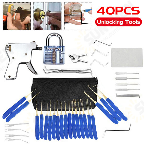 40Pcs Unlocking Practice Training Lock Key Extractor Padlock Lockpick Tool Kit