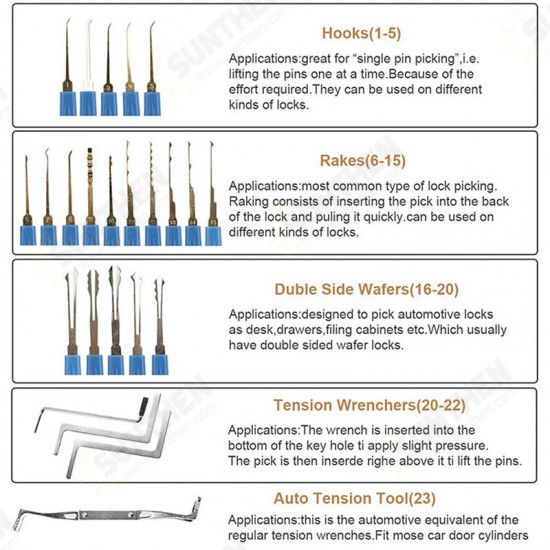 40Pcs Unlocking Practice Training Lock Key Extractor Padlock Lockpick Tool Kit