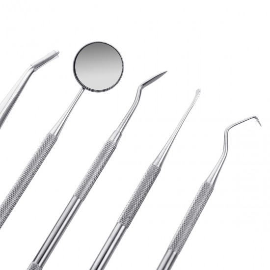 5pcs Stainless Oral Care Dental Tools Kit Dentist Teeth Clean Hygiene Picks Mirror Tool