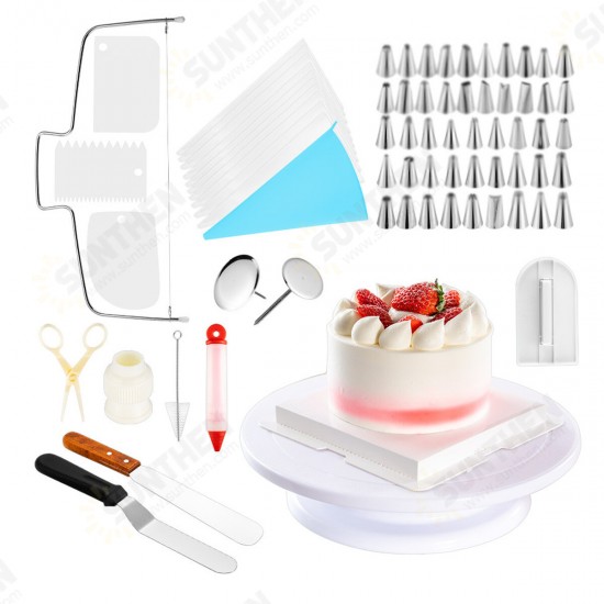 73 Pcs Cake Decorating Sets Stainless Pastry Nozzles Cake Turntable Sets Confectionery Bag Baking Tools For Cakes