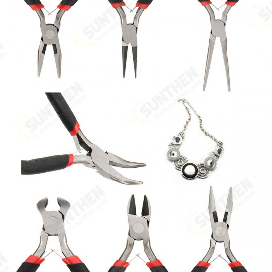 7Pcs Mini Beading Pliers Tools Round Flat Long Nose Multi Size Pliers Set