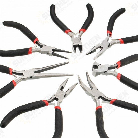 7Pcs Mini Beading Pliers Tools Round Flat Long Nose Multi Size Pliers Set