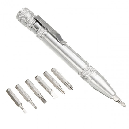 8 in 1 Pen Style Precision Pocket Screwdriver Bit Set Slotted Phillips Screw