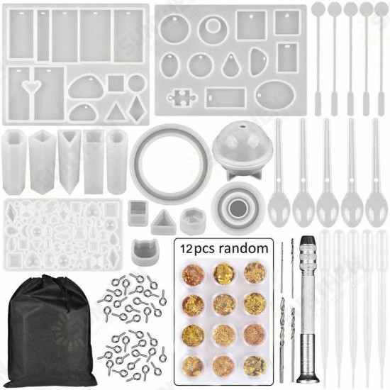 94 DIY Crystal Gutta Percha Tool Set Bracelet Ppendant Jewelry Mold Combination With Drill 12 Color Sequins