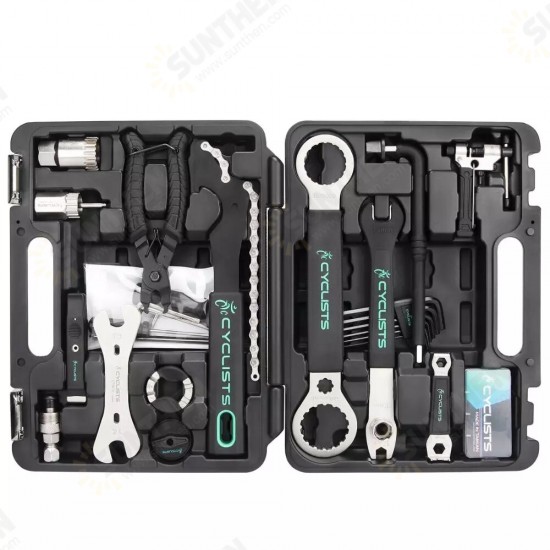 CT-K01 Bicycle Repair Tools Box 18 In 1 Cycling Multitool Chain Pedal BB Wrench Hex Key Bike Tools Kit Box Set Bike Repair Kit