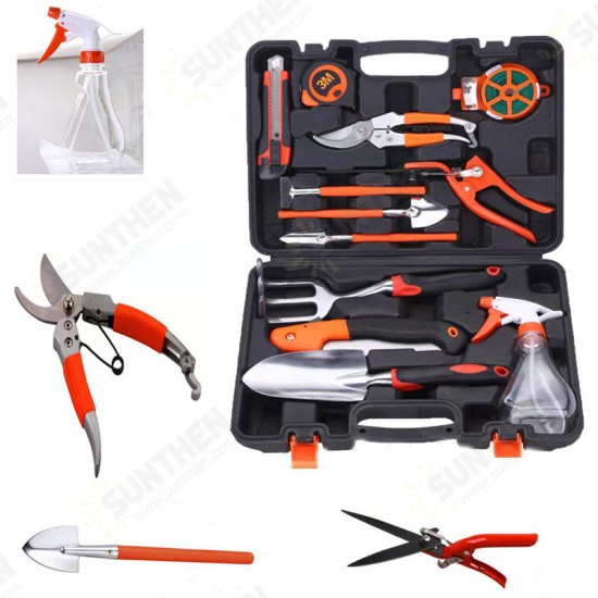 JG-A6 Aluminum Alloy Garden Tool Box Elbow Branch Shears Big Wood Saw Aluminum Alloy Shovel 12 Piece Garden Tool Set