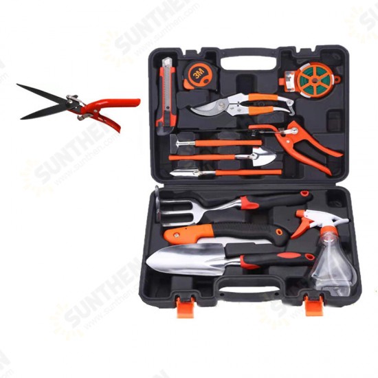 JG-A6 Aluminum Alloy Garden Tool Box Elbow Branch Shears Big Wood Saw Aluminum Alloy Shovel 12 Piece Garden Tool Set