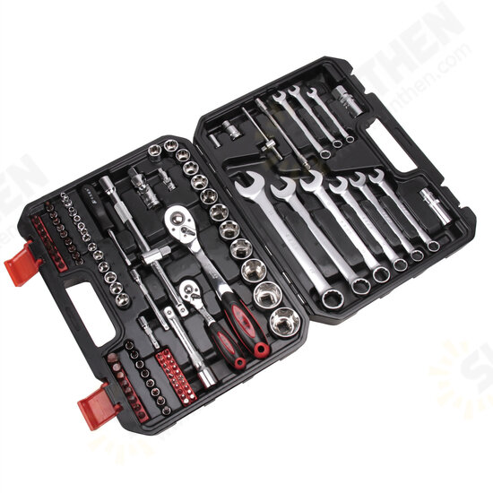 SS13103A 103PCS 6.3MM 12.5MM Chrome Vanadium Steel Manual Dual-use Wrench Socket Bit Ratchet Combination Auto Repair Hardware Toolbox Sets Tools Kit