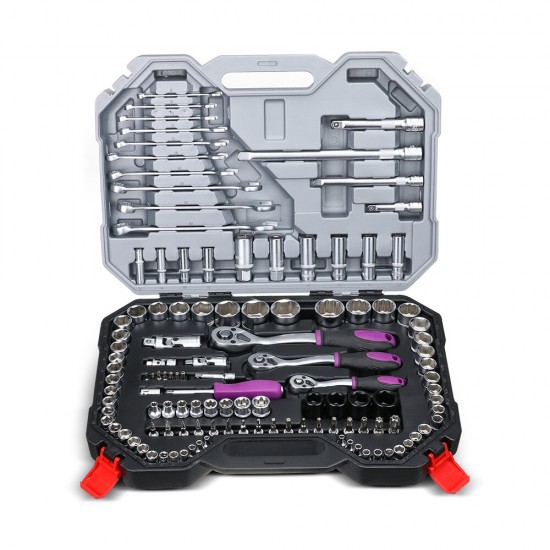 ML-TS1 120Pcs CR-V Multifunction Auto Repair Tool Box Set Torque Ratchet Wrench Combo Tools Kit Car Repairing Tool