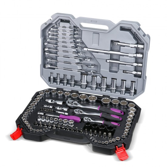 ML-TS1 120Pcs CR-V Multifunction Auto Repair Tool Box Set Torque Ratchet Wrench Combo Tools Kit Car Repairing Tool