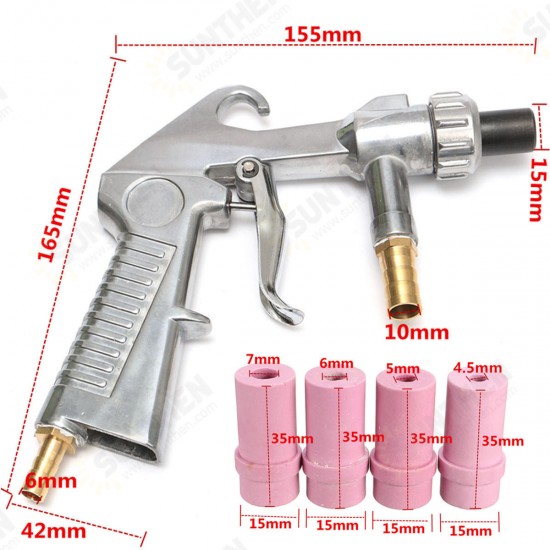 Sand Blasting Gun + 4pcs (4mm/5mm/6mm/7mm ) Ceramic Nozzles For Marble Engraving