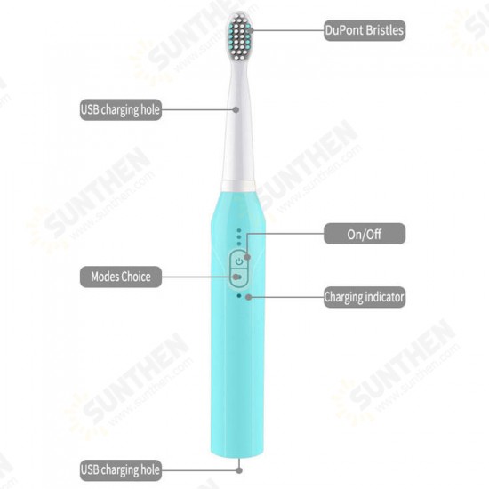 3 Brush Modes Essence Sonic Electric Wireless USB Rechargeable Toothbrush IPX7 Waterproof