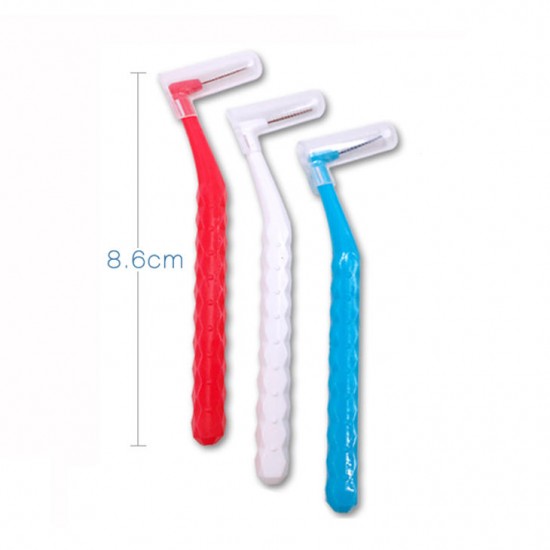 3Pcs 0.8/1.0/1.2mm Dental Care Cleaning Brush Japan L-shaped Long Handle Tooth Gap Brush Toothbrush
