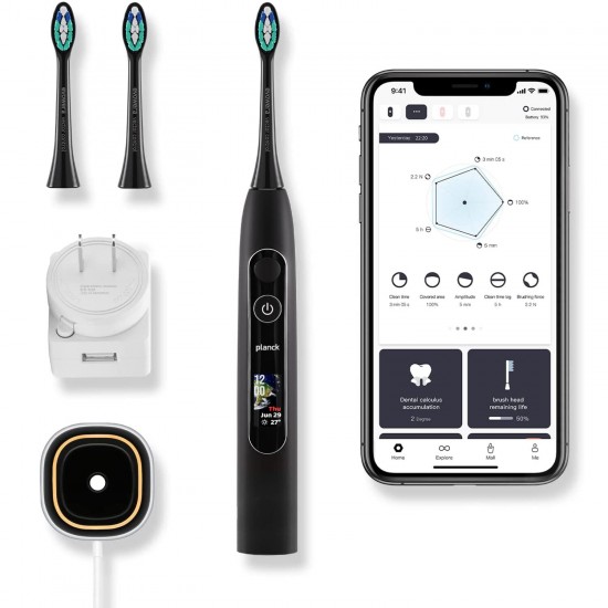 Electric Sonic Toothbrush Full-Color LCD Screen 6 Clean Modes Electric Toothbrush 2 Min Timer 42000 RPM Vibration Intensity IPX7 Waterproof Electric Toothbrush