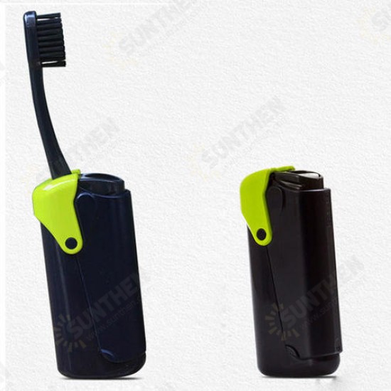 KT-717 Portable Lighter Shape Compact Foldable Toothbrush Travel Camping Outdoor with Toothpaste Bottle