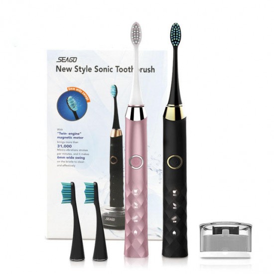 S1 Sonic Smart Electric Toothbrush 3 Brush Modes Whitening USB Rechargeable IPX7 Waterproof with 3 Replaceable Brush Heads
