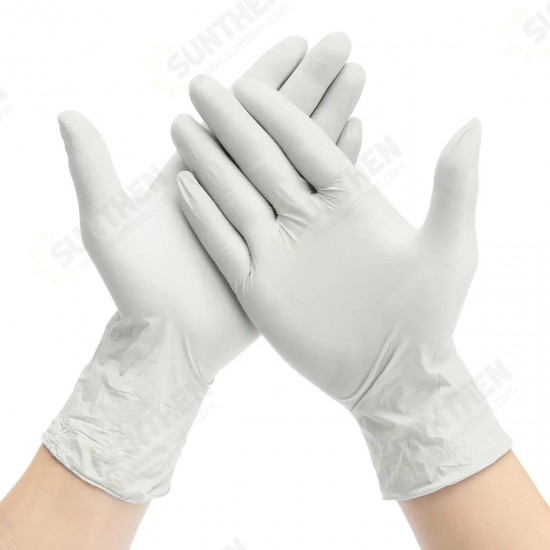 100 pcs White Thickness Disposable Nitrile Latex Gloves Waterproof Kitchen Safety Food Prep Cooking Glove