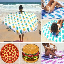 150cm Donut Pizza Pineaaple Printing Thin Dacron Beach Towel Shawl Bed Sheet Tapestry 150cm Donut Pizza Pineaaple Printing Thin Dacron Beach Towel Shawl Bed Sheet Tapestry