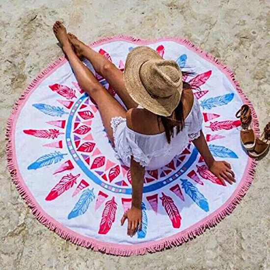 150cm European Style Thin Polyester Fiber Beach Yoga Towel Round Bed Sheet Tapestry Tablecloth