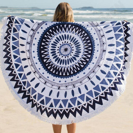 150cm Pure Cotton Bohemia Roud Tassel Knitted Beach Towel Lantern Towel Home Blanket