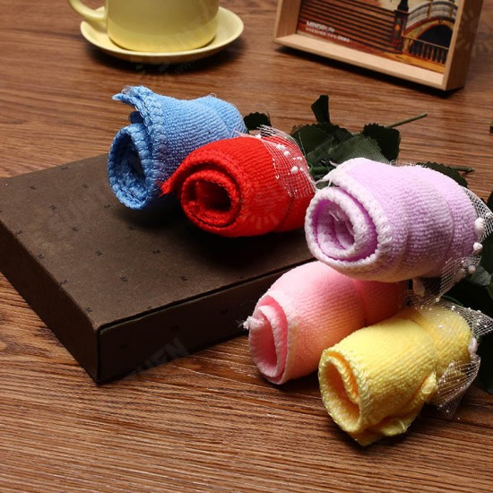 20x20cm Mircrofibre Rose Flower Water Absorbtion Towel Festival Valentine Birthday Wedding Gifts