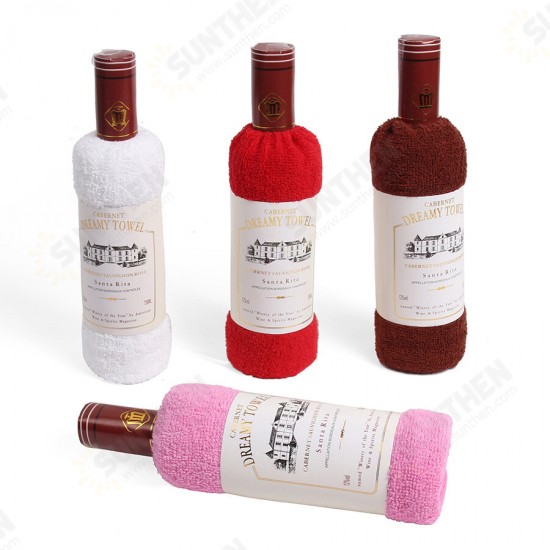 34x72cm Boxed Cotton Absorbent Wine Shape Towel Festival Valentine Weeding Gift Party Decor