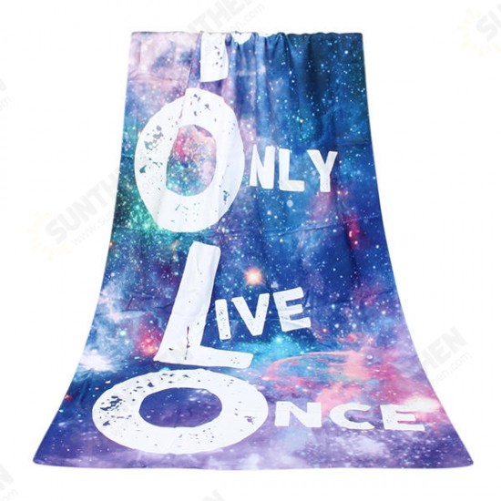 70x140cm Polyester Fiber Galaxy YOLO Pattern Bath Beach Towel Soft Reactive Print Washcloth