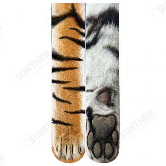 Creative 3D Print Adult Animal Paw Socks Unisex Crew Cat Long Tube Stocks Elastic Breathable Sock Dog Tiger Zebra Pig Cat Paw