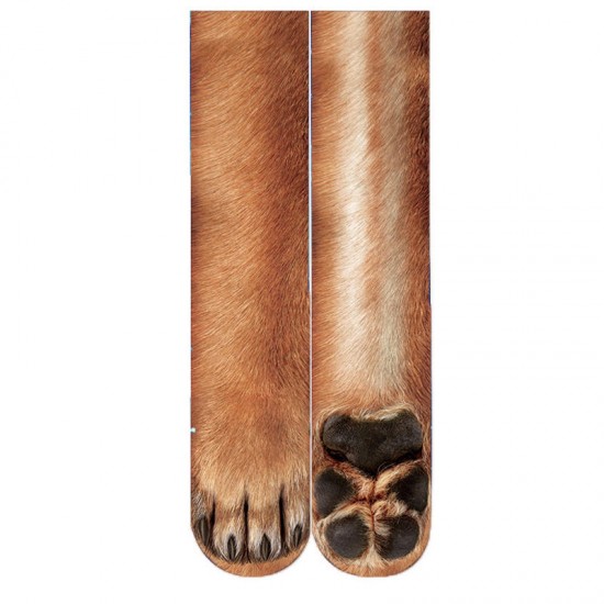 Creative 3D Print Adult Animal Paw Socks Unisex Crew Cat Long Tube Stocks Elastic Breathable Sock Dog Tiger Zebra Pig Cat Paw