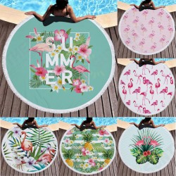 Fashion Flamingo 450G Round Beach Towel With Tassels Microfiber 150cm Picnic Blanket Beach Cover Up Fashion Flamingo 450G Round Beach Towel With Tassels Microfiber 150cm Picnic Blanket Beach Cover Up