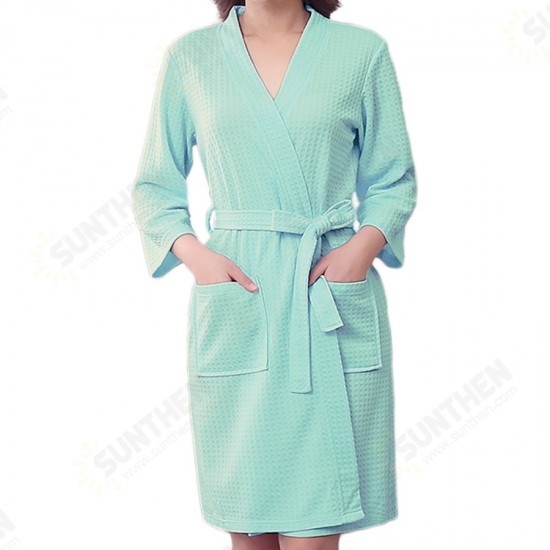 BX-987 Towel Bathrobe Dressing Gown Unisex Men Women Solid Cotton Waffle Sleep Lounge